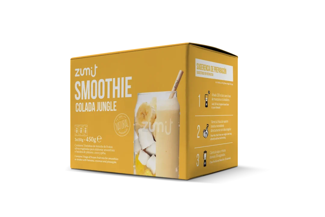 Smoothie Colada Jungle de Zumit- Caja de 3 unidades de coco, plátano y piña para la elaboración de smoothies en casa