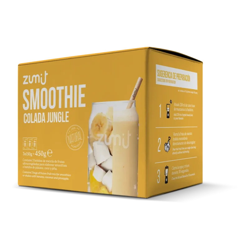 Smoothie Colada Jungle de Zumit- Caja de 3 unidades de coco, plátano y piña para la elaboración de smoothies en casa