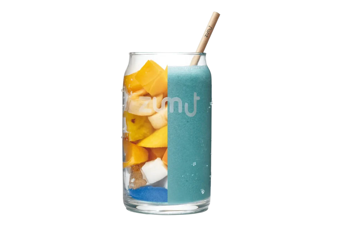 Smoothie Blue Lightning de Zumit- Caja de 20 unidades de mango, plátano, piña, melocotón, coco y espirulina azul