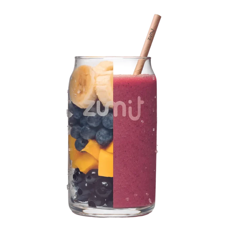 Smoothie Delightful de Zumit- Caja de 20 unidades de plátano, arándanos, açaí y mango